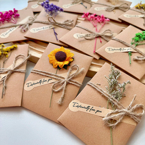 Starry Sky Dried Flower Handwritten Thank You Greeting Card