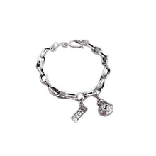 Vintage Presbyopic Lock Head New Year Distressed Hip Hop Pendant Bracelet